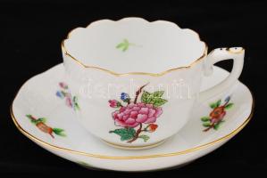 10 db Herendi Eton mintás kávés csésze és alj, tej kiöntő, kézzel festett, jelzett, hibátlan, összes...