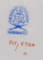 10 db Herendi Eton mintás kávés csésze és alj, tej kiöntő, kézzel festett, jelzett, hibátlan, összes...