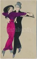 Tango dancing couple textile card (EK)