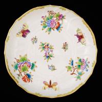 Herendi Viktória mintás tál, kézzel festett, jelzett, hibátlan, d:26,5 cm
