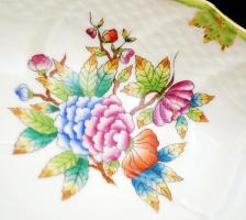 Herendi Viktória mintás tál, kézzel festett, jelzett, hibátlan, d:26,5 cm
