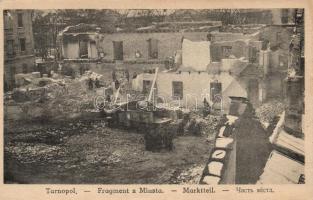 Ternopil, Tarnopol; Market place, damaged buildings, photo