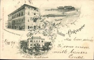 1899 Crikvenica, Hotel Clotild, Vojnicko ljeciliste / hotel, military sanatorium; floral