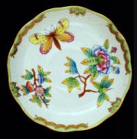 Herendi Viktória mintás teás csésze és alj, kézzel festett, jelzett, hibátlan