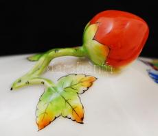 Herendi Viktória mintás füles bonbonier, kézzel festett, jelzett, hibátlan