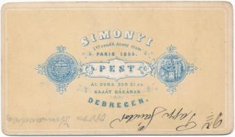 cca 1860-1870 Dr. Papp Sándor kunmadarasi orvos műtermi fotója vizitkártya méretben, amelyet Simonyi...