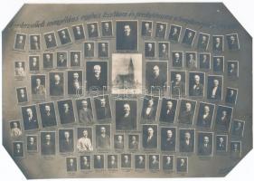 1926 A pesterzsébeti evangélikus egyház tisztikara és presbitériuma a templomépítés évében, kistabló 75 nevesített portréval, alsó harmadában törésvonal, formáját valószínűleg a korábbi képkeretéhez igazították, 19x27 cm