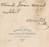 cca 1870 Hanely Antal akadémiai festő és fényképész pápai műtermében készült vizitkártya Vörös Pálró...