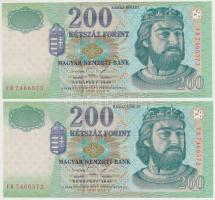1998. 200Ft (2x) sorszámkövetők T:I