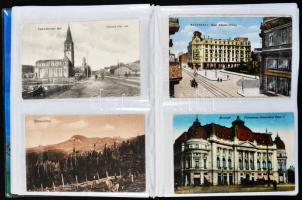 Fotóalbum 72 db RÉGI romániai városképes lappal / Photo album with 72 old Romanian town-view postcar...
