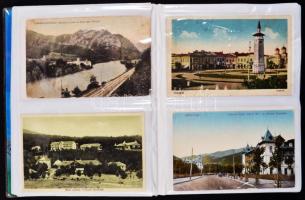 Fotóalbum 72 db RÉGI romániai városképes lappal / Photo album with 72 old Romanian town-view postcar...