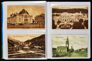 Fotóalbum 72 db RÉGI romániai városképes lappal / Photo album with 72 old Romanian town-view postcar...