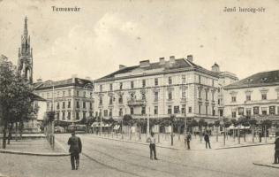 Temesvár, Jenő herceg tér, Hungária biztosító, cipőgyár / square, insurance company, shoe shop (Rb)