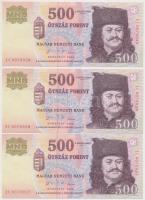 2006. 500Ft (3x) sorszámkövetők T:I,I-