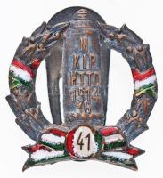 Osztrák-Magyar Monarchia 1914-1916. "41. M. KIR. Honvéd Tábori Tüzérezred 1914-1916" fém gomblyukjelvény T:2- Austro-Hungarian Monarchy 1914-1916. "41st Royal Hungarian Field Artillery Regiment 1914-1916" metal button badge C:VF