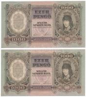 1943. 1000P (2x) sorszámkövetők, nyomdai papírránc T:I- hajtatlanok Adamo P21