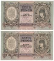 1943. 1000P (2x) sorszámkövetők, nyomdai papírránc T:I- hajtatlanok Adamo P21