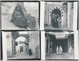 cca 1920 Kankowszky Ervin (1884-1945): Tunisz, 4 db azonos méretű üveglemez negatívról készült, későbbi kontakt másolat a szerző hagyatékából,  képméret 9x12 cm, papírméret 18x24 cm
