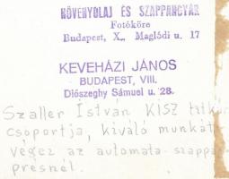 cca 1959 Budapest, Növényolaj és Szappangyár, Keveházi János (?-?) képriportja, 5 db vintage fotó, a...