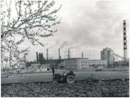 cca 1950 Tavaszi szántás a Mátravidéki Erőmű (Lőrinci) szomszédságában, 18x24 cm