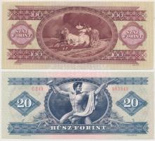 1975-1980. 20Ft (6x) köztük papírráncos darabok + 1980. 50Ft + 1975-1992. 100Ft (4x) T:I,I-,II