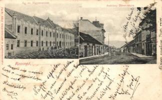 Rozsnyó, Ágostoni evangélikus főgimnázium, Andrássy Dénes utca, kiadja Fuchs Adolf / grammar school, street (fl)