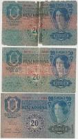 1913. 20K (4x) köztük felülbélyegzett + 1915. 10K (2x) + 1916. 1K (9x) köztük felülbélyegzett + 1917...