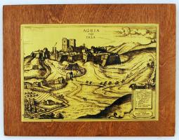 Egri vár (régi metszet alapján) réz lapon fára ragasztva, 17×24 cm
