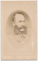 cca 1867 I. Ferenc József (1830-1916) osztrák császár és magyar király portréja vizitkártya méretben, keményhátú fotó, 10,5x6,5 cm / cca 1967 Emperor Franz Joseph I (1830-1916), 10,5x6,5 cm