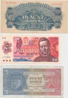Csehszlovákia 1926. 20K + 1944. 20K + 1961. 100K (2x) egymáshoz közeli sorszámmal + 1987. 50K T:II,III,III- Czechoslovakia 1926. 20 Korun + 1944. 20 Korun + 1961. 100K (2x) close serials + 1987. 50 Korun C:XF,F,VG