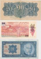 Csehszlovákia 1926. 20K + 1944. 20K + 1961. 100K (2x) egymáshoz közeli sorszámmal + 1987. 50K T:II,I...