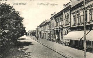 Gyulafehérvár, Sétány sor, Európa szálloda, népbank, kiadja Weisz Bernát / promenade, hotel, bank (EK)