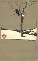Crow on a tree; Magyar Iskola Egyesület s: Várady István (EB)