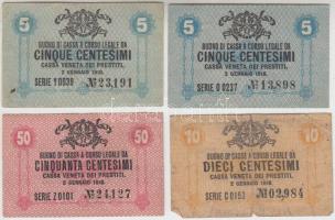 Olaszország/Velence/osztrák-magyar megszállás 1918. 5c (2x) + 10c + 50c T:II,III Italy/Venice/Austro-Hungarian occupation 1918. 5 Centesimi (2x) + 10 Centesimi + 50 Centesimi C:XF,F