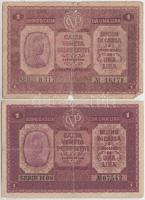 Olaszország/Velence/osztrák-magyar megszállás 1918. 1L (2x) T:III,III- Italy/Austro-Hungarian occupation 1918. 1 Lira (2x) C:F,VG