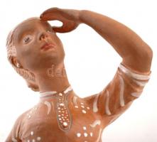 Kovács Margit (1902-1977): Esőleső. Festett mázas terrakotta, jelzett, hibátlan, m:37 cm