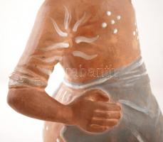 Kovács Margit (1902-1977): Esőleső. Festett mázas terrakotta, jelzett, hibátlan, m:37 cm