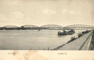 Komárom, Erzsébet híd, gőzhajó / bridge, steamship (EK)