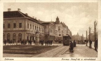 Debrecen, Ferencz József út, Városháza, villamos, So. Stpl (Rb)