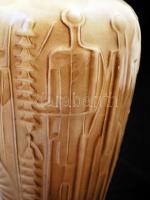 Zsolnay Ovit váza, jelzett (tervező:Török János), mázas plasztikus felülettel, hibátlan, m:28 cm