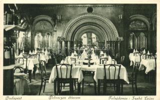 Budapest VII. Rákóczi utca 88., Debrecen étterem, Szabó Lajos étterme, belső részlet (EK)