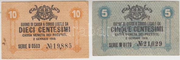 Olaszország/Velence/osztrák-magyar megszállás 1918. 5c + 10c T:II,III Italy/Venice/Austro-Hungarian occupation 1918. 5 Centesimi + 10 Centesimi C:XF,F