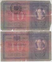 1904. 10K (2x) az egyik román felülbélyegzéssel T:III-