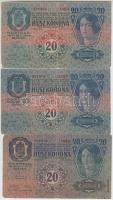 1913. 20K (4x) az egyik II. kiadás, három román felülbélyegzéssel T:III