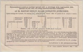 Budapest 1931. "Egész-sorsjegy" az "56. Magyar Királyi Állami Sorsjátékra" T:II-