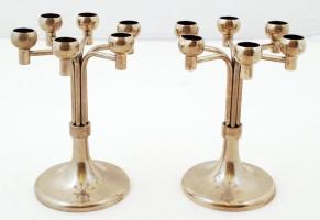 Iparművészeti Vállaltos gyertyatartó párban, egyik horpadt, m:19 cm