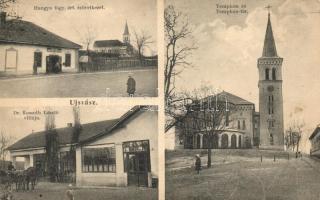 Újszász, Hangya üzlet, Templom tér, Dr. Kossuth László villája (EK)