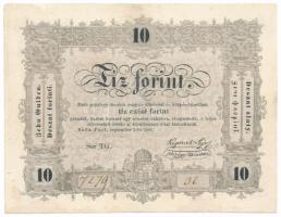 1848. 10Ft "Kossuth-bankó" "bünteteTTnek" nyomdai elírással T:restaurált