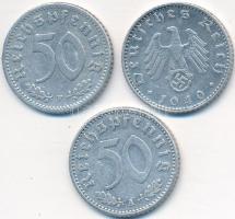 Német 3. Birodalom 1940A 50pf Al + 1940B 50pf Al + 1940F 50pf Al T:2,2- German Third Reich 1940A 50 Pfennig Al + 1940B 50 Pfennig Al + 1940F 50 Pfennig Al C:XF,VF