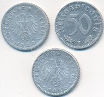 Német 3. Birodalom 1940A 50pf Al + 1940B 50pf Al + 1940F 50pf Al T:2,2-
German Third Reich 1940A 50 ...